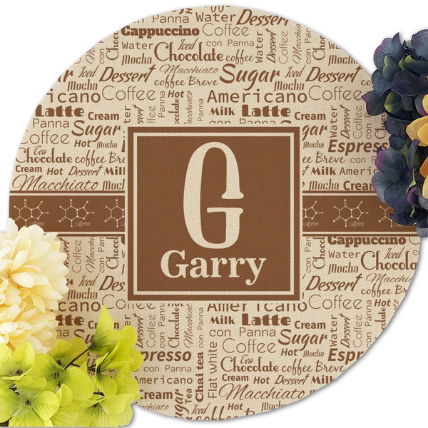 Coffee Lover Round Linen Placemats - Front (w flowers)