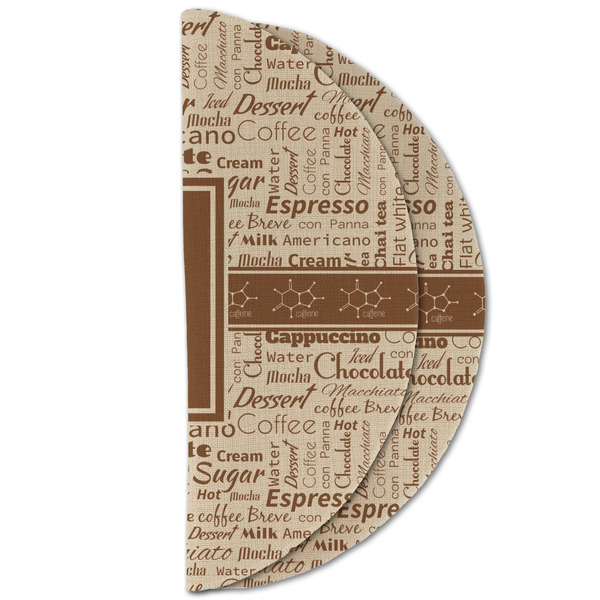 Coffee Lover Round Linen Placemats - HALF FOLDED (double sided)
