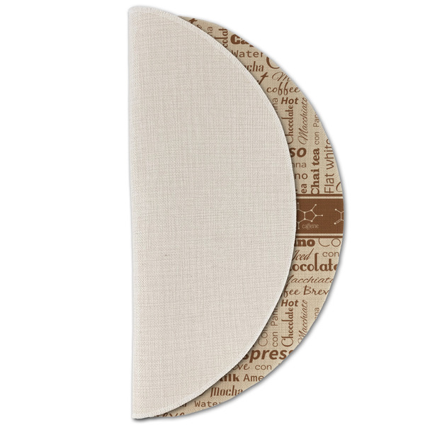 Coffee Lover Round Linen Placemats - HALF FOLDED (single sided)