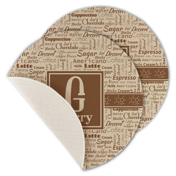 Custom Coffee Lover Round Linen Placemat - Single Sided - Set of 4 (Personalized)