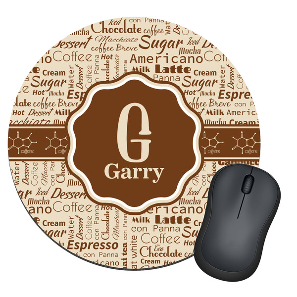 Custom Coffee Lover Round Mouse Pad (Personalized)