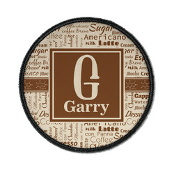 Coffee Lover Iron On Round Patch w/ Name and Initial