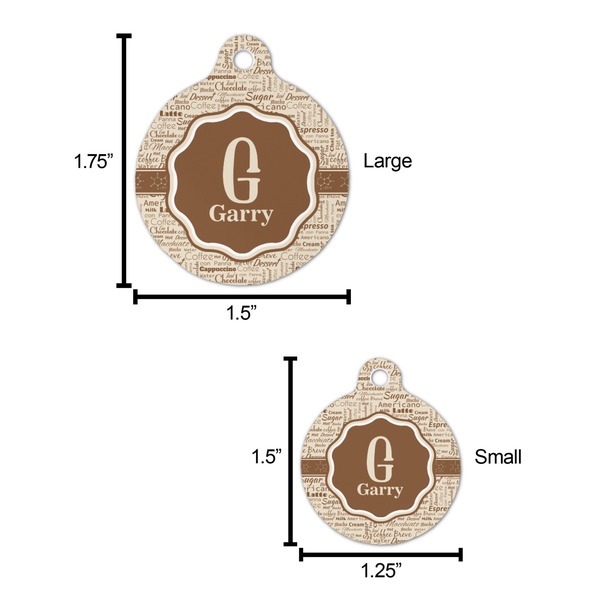 Coffee Lover Round Pet ID Tag - Large - Comparison Scale