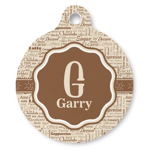 Custom Coffee Lover Round Pet ID Tag (Personalized)