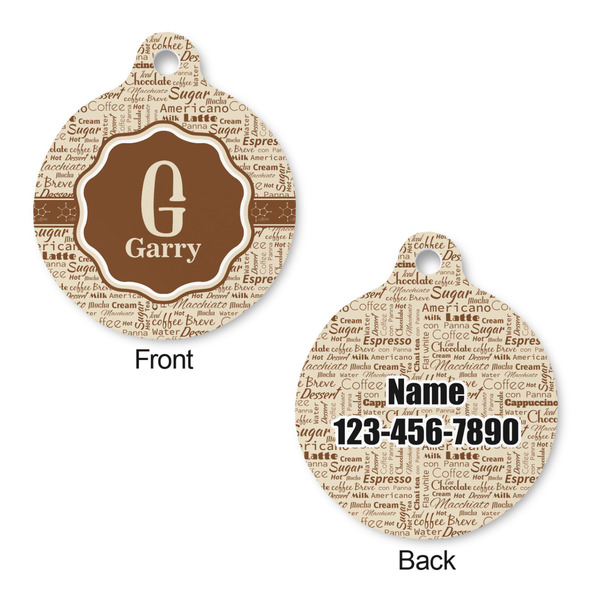 Coffee Lover Round Pet Tag - Front & Back