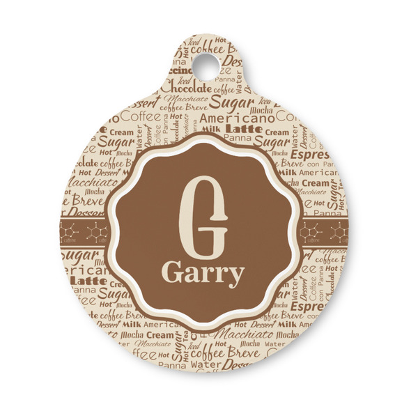 Custom Coffee Lover Round Pet ID Tag - Small (Personalized)