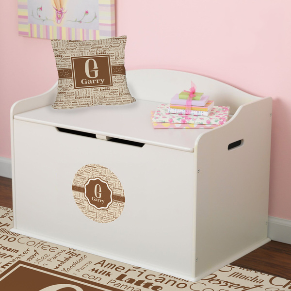 Coffee Lover Round Wall Decal on Toy Chest