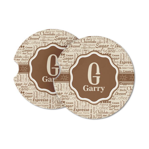 Custom Coffee Lover Sandstone Car Coasters - Set of 2 (Personalized)