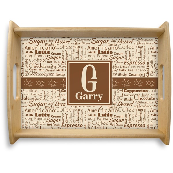 Custom Coffee Lover Natural Wooden Tray - Large (Personalized)