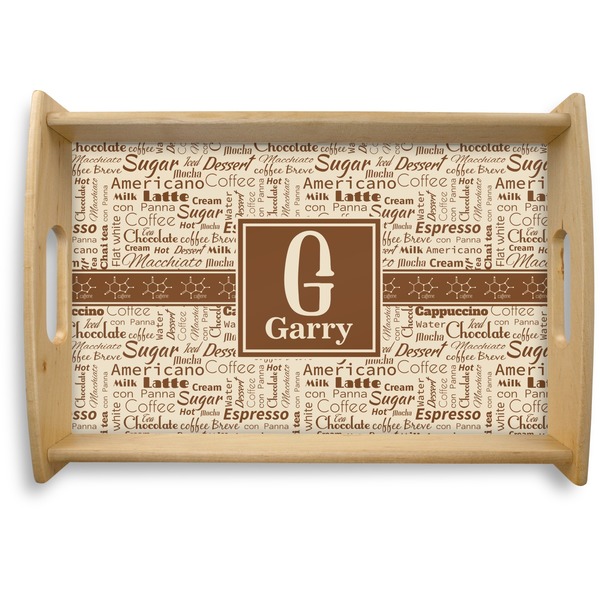 Custom Coffee Lover Natural Wooden Tray - Small (Personalized)