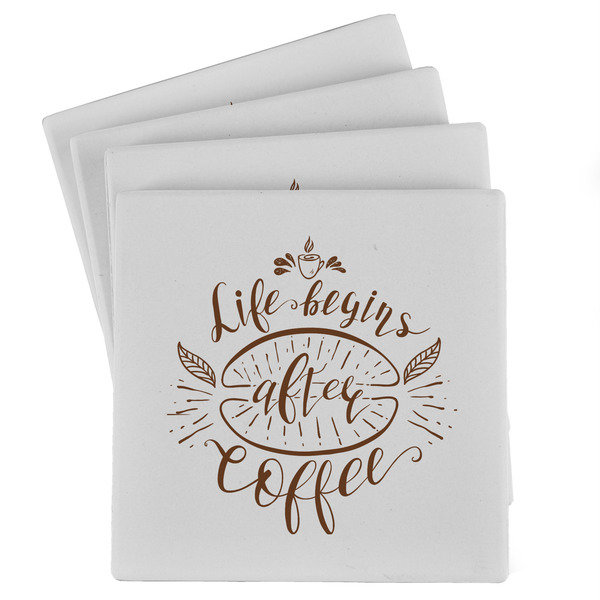 Custom Coffee Lover Absorbent Stone Coasters - Set of 4
