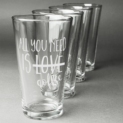 Coffee Lover Pint Glasses - Engraved (Set of 4)