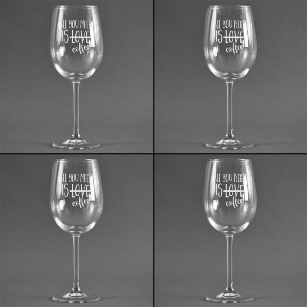 Coffee Lover Set of Four Personalized Wineglasses (Approval)