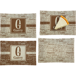 Coffee Lover Set of 4 Glass Rectangular Appetizer / Dessert Plate (Personalized)
