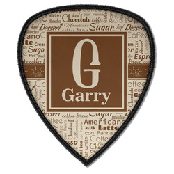 Coffee Lover Iron on Shield Patch A w/ Name and Initial