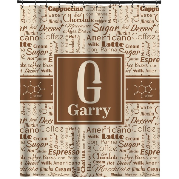 Custom Coffee Lover Extra Long Shower Curtain - 70"x84" (Personalized)