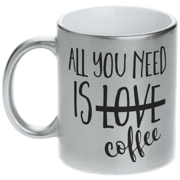Custom Coffee Lover Metallic Silver Mug