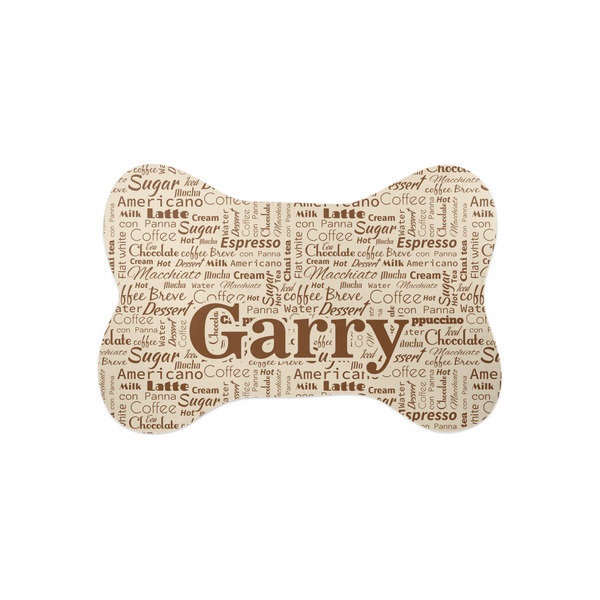 Custom Coffee Lover Bone Shaped Dog Food Mat (Small) (Personalized)