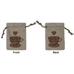 Coffee Lover Small Burlap Gift Bag - Front & Back