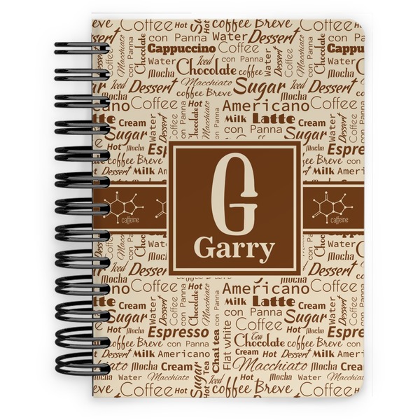 Custom Coffee Lover Spiral Notebook - 5x7 w/ Name and Initial