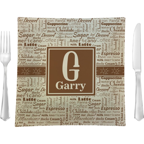 Custom Coffee Lover Glass Square Lunch / Dinner Plate 9.5" (Personalized)
