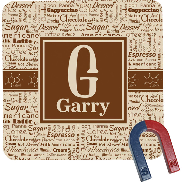 Custom Coffee Lover Square Fridge Magnet (Personalized)
