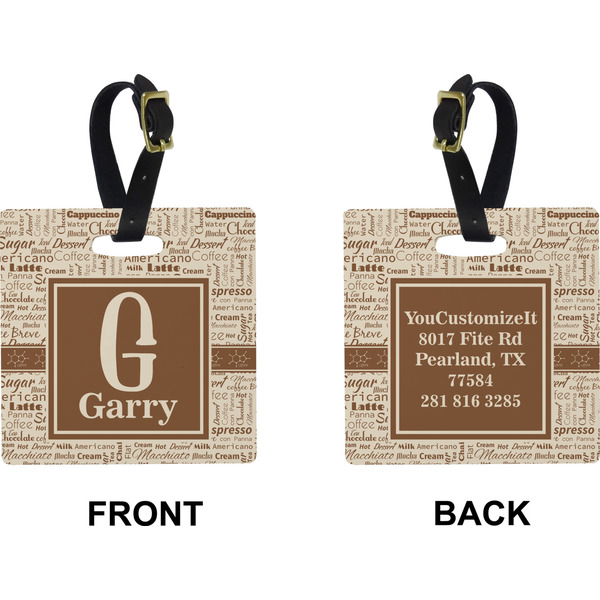 Coffee Lover Square Luggage Tag (Front + Back)