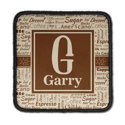 Coffee Lover Iron On Square Patch w/ Name and Initial