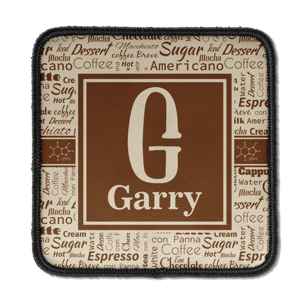 Custom Coffee Lover Iron On Square Patch w/ Name and Initial