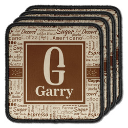 Coffee Lover Iron On Square Patches - Set of 4 w/ Name and Initial