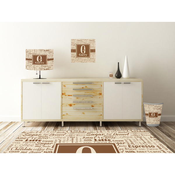 Coffee Lover Square Wall Decal Wooden Desk