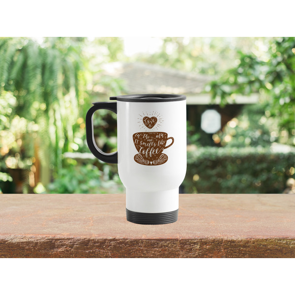 Coffee Lover Stainless Steel Travel Mug with Handle Lifestyle
