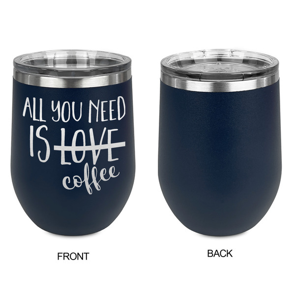 Coffee Lover Stainless Wine Tumblers - Navy - Single Sided - Approval