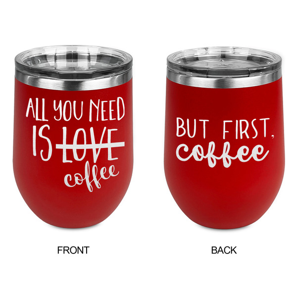 Coffee Lover Stainless Wine Tumblers - Red - Double Sided - Approval