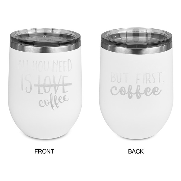 Coffee Lover Stainless Wine Tumblers - White - Double Sided - Approval