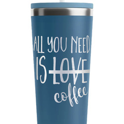 Coffee Lover RTIC Everyday Tumbler with Straw - 28oz - Steel Blue - Double-Sided (Personalized)