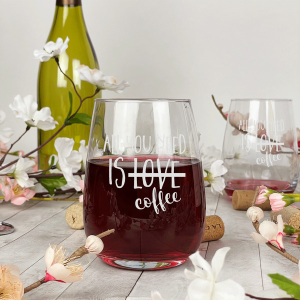 Coffee Lover Stemless Wine Glass - In Context