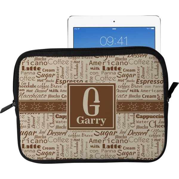 Custom Coffee Lover Tablet Case / Sleeve - Large (Personalized)