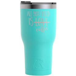 Coffee Lover RTIC Tumbler - Teal - Engraved Front (Personalized)