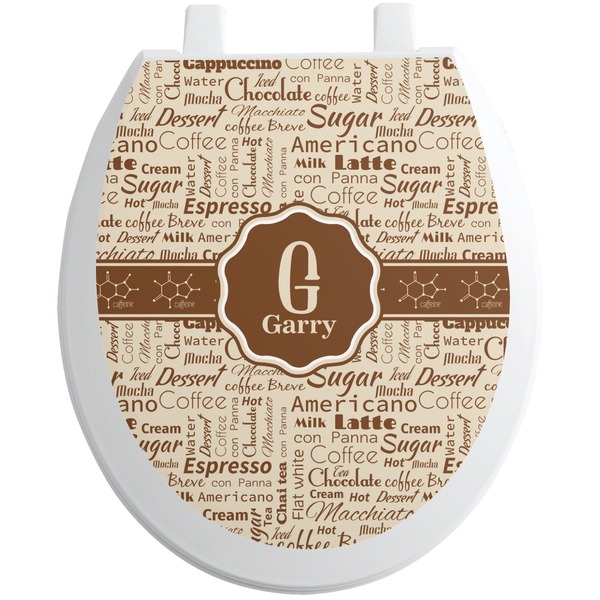 Custom Coffee Lover Toilet Seat Decal - Round (Personalized)