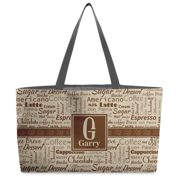 Custom Coffee Lover Beach Totes Bag - w/ Black Handles (Personalized)