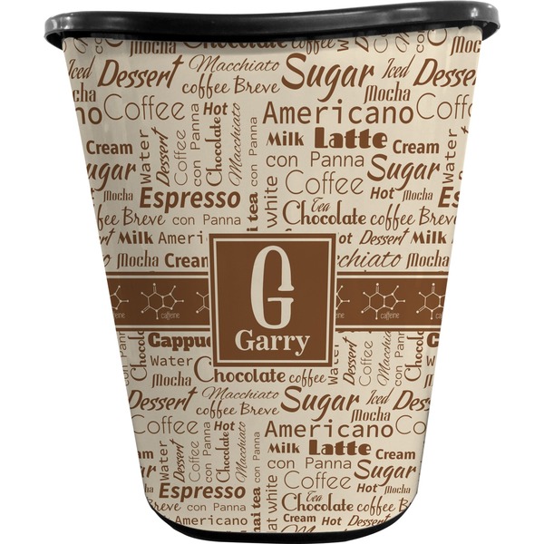 Custom Coffee Lover Waste Basket - Double Sided (Black) (Personalized)