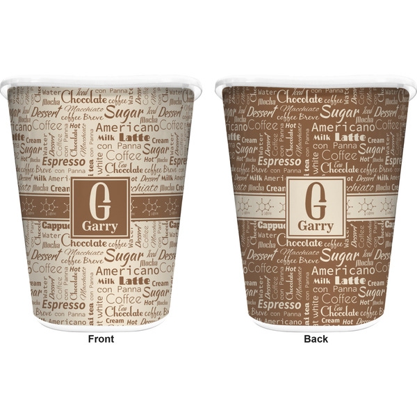 Coffee Lover Trash Can White - Front and Back - Apvl