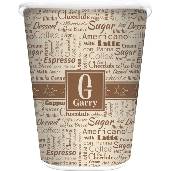 Custom Coffee Lover Waste Basket - Single Sided (White) (Personalized)