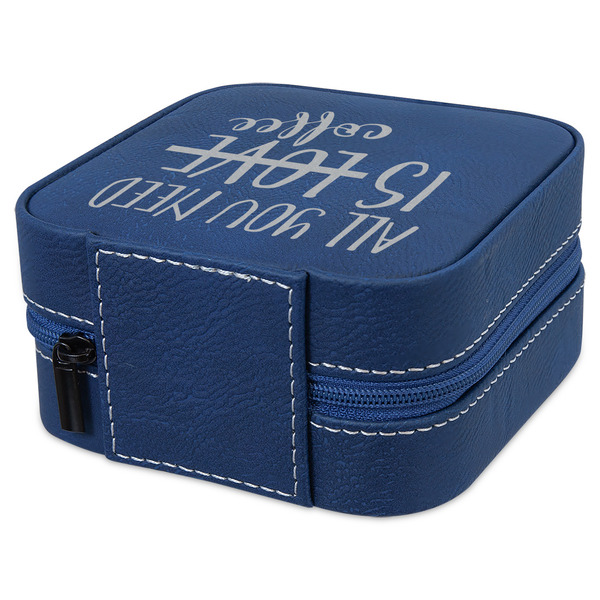 Coffee Lover Travel Jewelry Boxes - Leather - Navy Blue - View from Rear