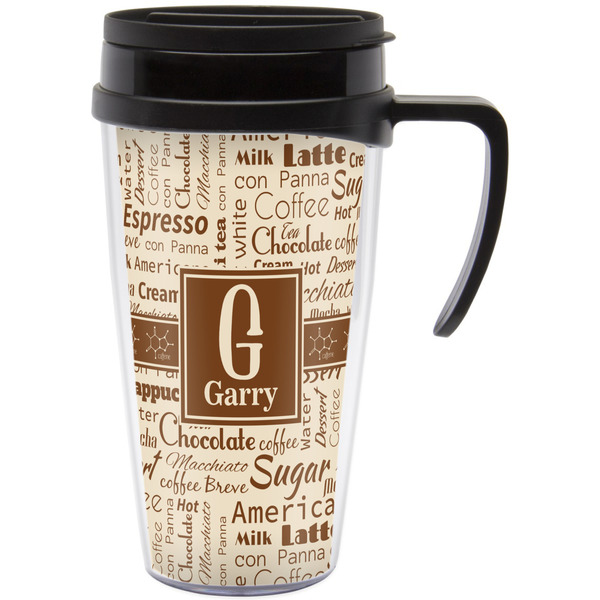 Custom Coffee Lover Acrylic Travel Mug with Handle (Personalized)