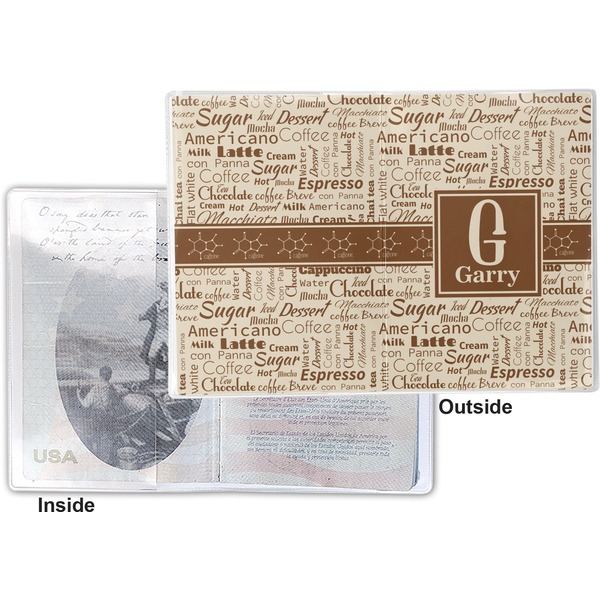 Coffee Lover Vinyl Passport Holder - Flat Front and Back