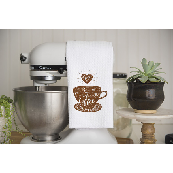 Coffee Lover Waffle Weave Towel - Lifestyle - Partial Print