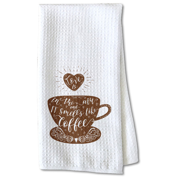Custom Coffee Lover Kitchen Towel - Waffle Weave - Partial Print