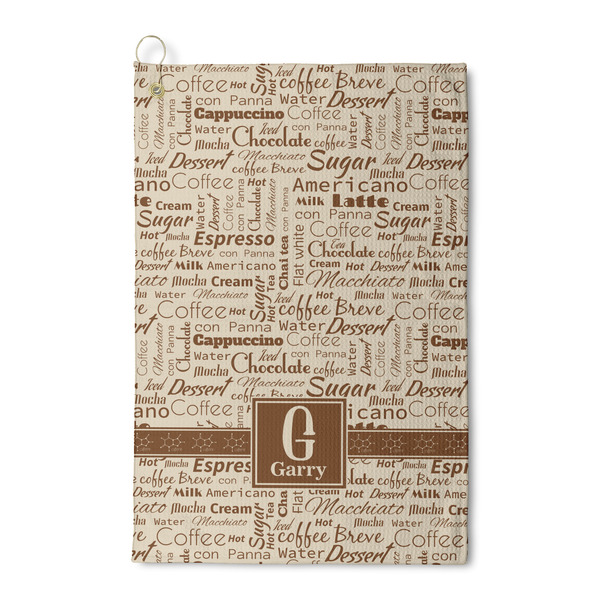Custom Coffee Lover Waffle Weave Golf Towel (Personalized)